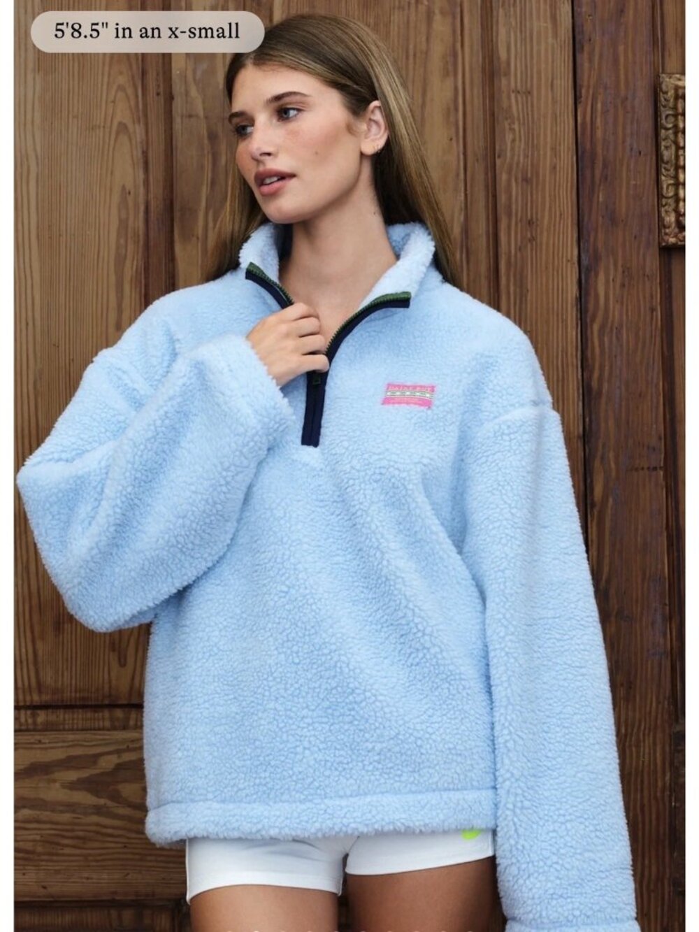 Dairy Boy Womens Quarter Zip Mountain Fleece Sweatshirt Carolina Blue XS/S
